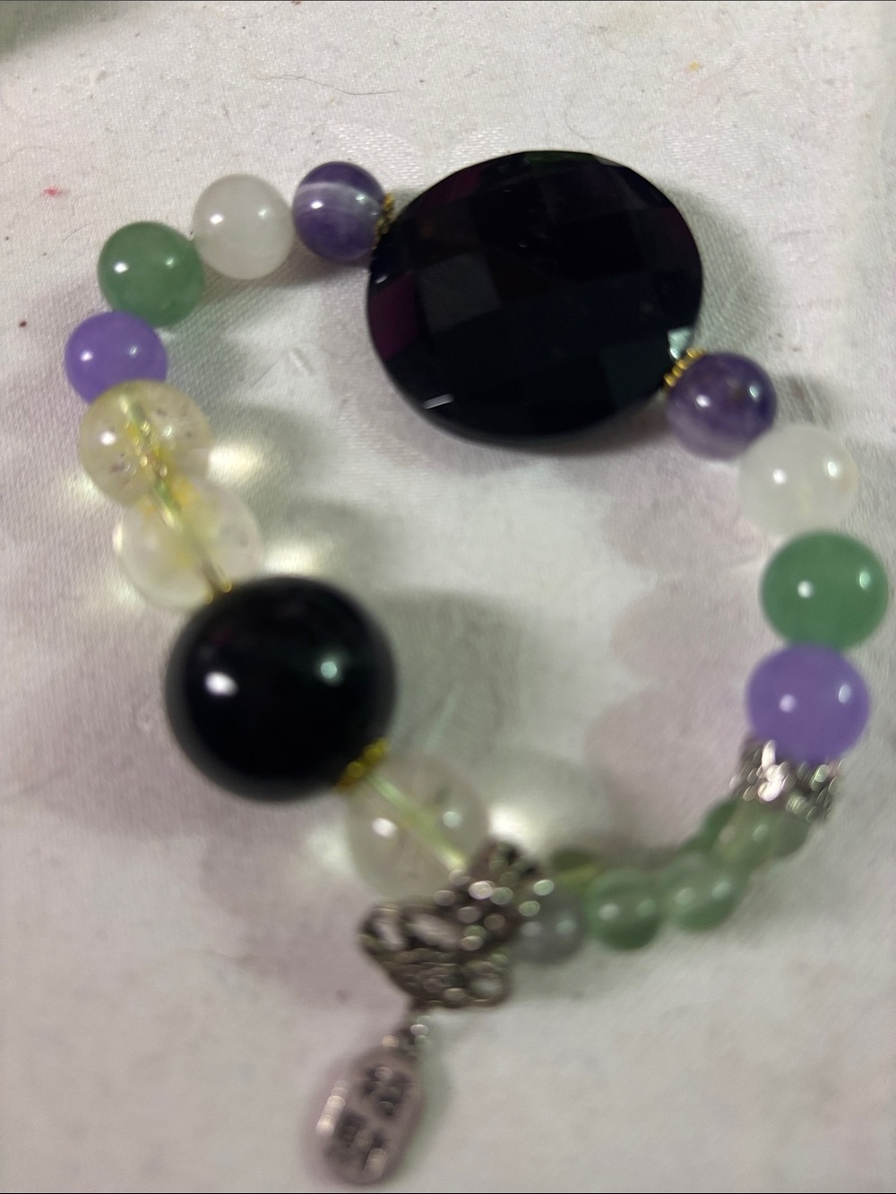 Black Obsidian Citrine Amethyst “MOOD”Bracelet with Black Faceted Accent